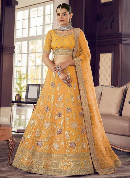 Yellow Colour ARYA 24 Heavy Wedding Wear Embroidery Work Bridal Lehenga Choli Collection 9412